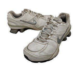 Nike Shox Navina 3 White Silver WMNS 8.5 Running Shoe Sneaker 356362-101 Leather